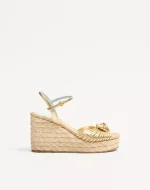 Valentino Royal Wedge Sandal In Metallic Nappa Leather 100Mm